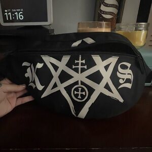 Killstar Black and White Geometric Belt Bag